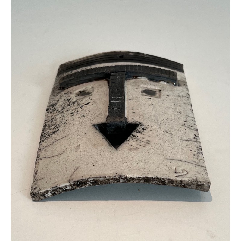 Wall Mask in Glazed Raku Ceramic in Black | Maison Barrois
