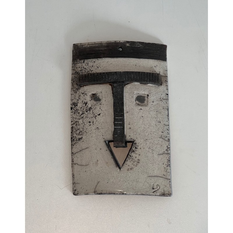 Wall Mask in Glazed Raku Ceramic in Black | Maison Barrois