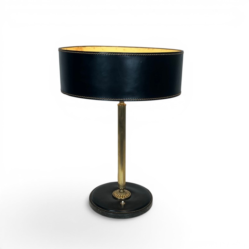 Lampe de Table en Cuir Noir Piqué Sellier | Maison Barrois