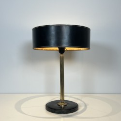 Lampe de Table en Cuir Noir Piqué Sellier | Maison Barrois