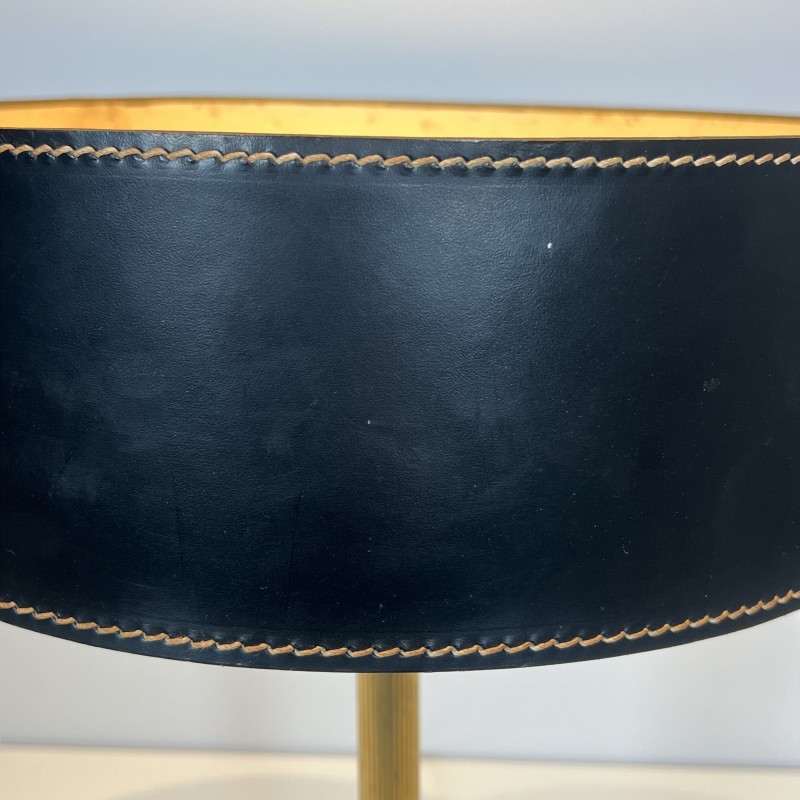 Lampe de Table en Cuir Noir Piqué Sellier | Maison Barrois