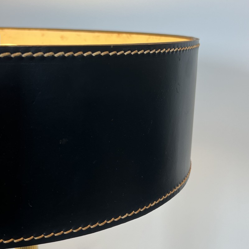 Lampe de Table en Cuir Noir Piqué Sellier | Maison Barrois