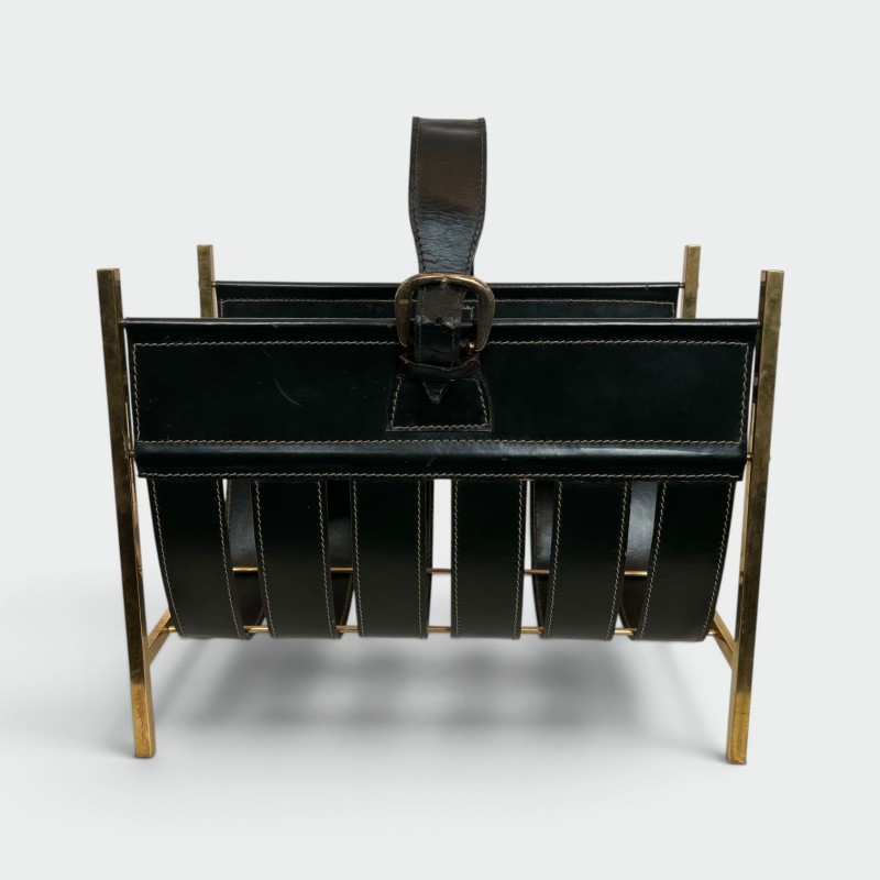 Magazine Rack in Black, Jacques Adnet | Maison Barrois