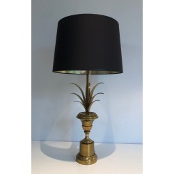 Lampe Palmier en Laiton, Style Néoclassique, dans le Goût de Maison Charles, vers 1970
