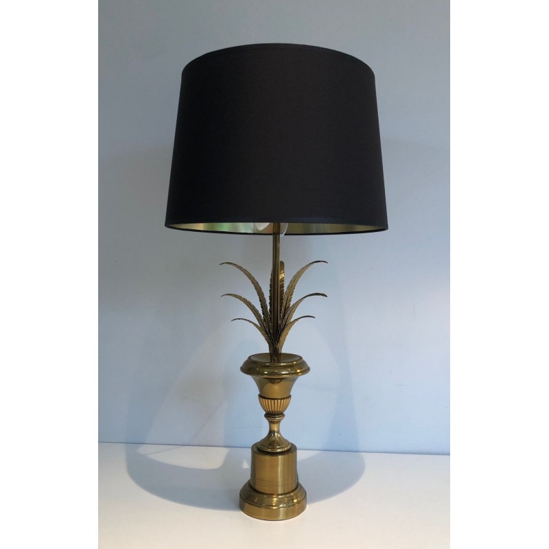 Lampe Palmier en Laiton, Style Néoclassique, dans le Goût de Maison Charles, vers 1970