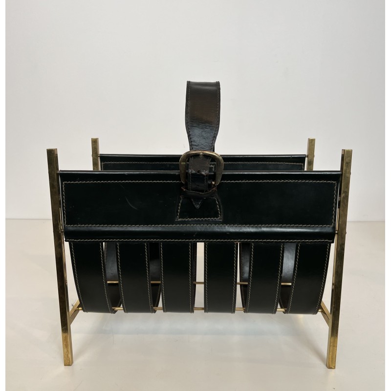 Porte-Revues en Cuir Noir, Jacques Adnet | Maison Barrois