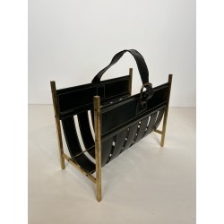Magazine Rack in Black, Jacques Adnet | Maison Barrois