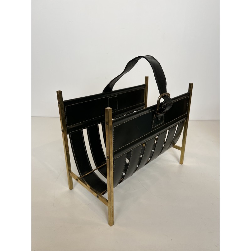 Magazine Rack in Black, Jacques Adnet | Maison Barrois