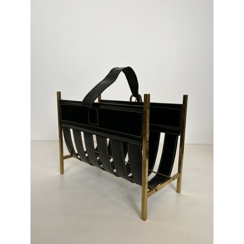 Magazine Rack in Black, Jacques Adnet | Maison Barrois