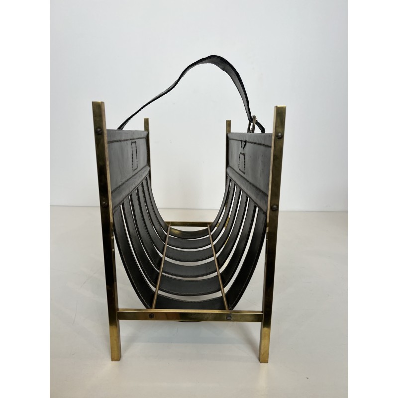 Magazine Rack in Black, Jacques Adnet | Maison Barrois