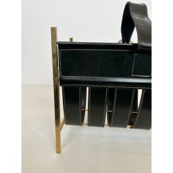 Magazine Rack in Black, Jacques Adnet | Maison Barrois