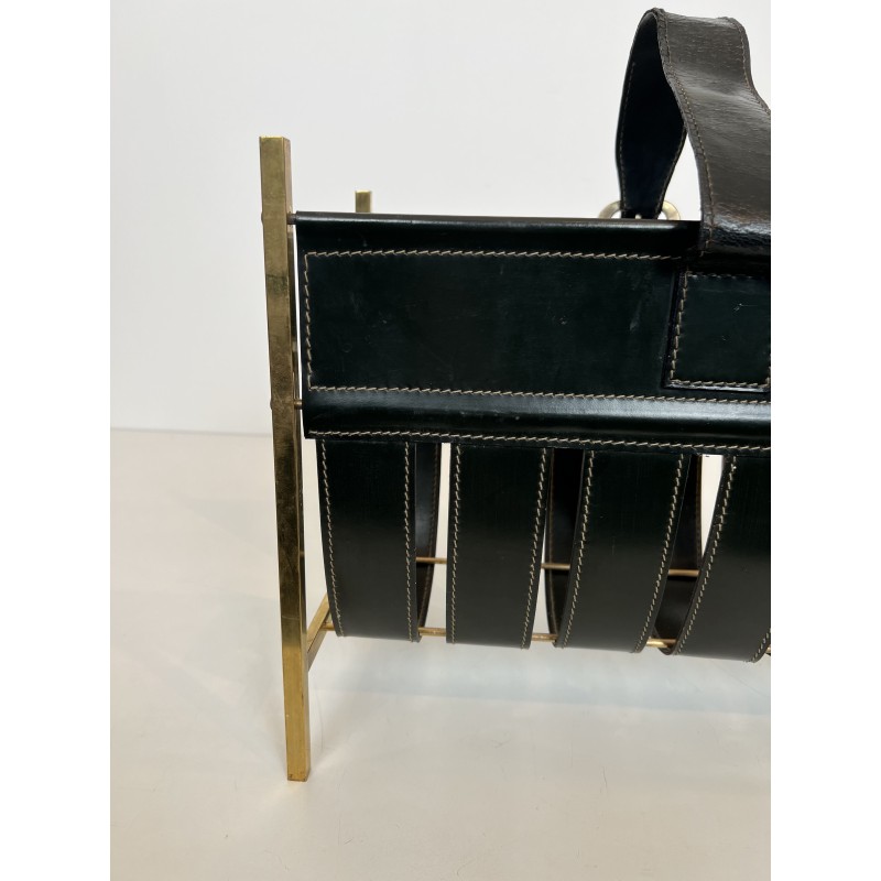 Porte-Revues en Cuir Noir, Jacques Adnet | Maison Barrois