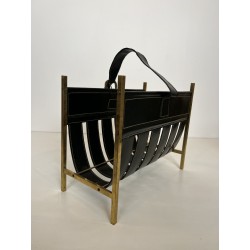 Porte-Revues en Cuir Noir, Jacques Adnet | Maison Barrois