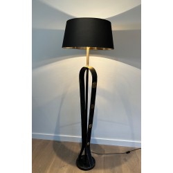Lampadaire en Cuir Noir Piqué Sellier et | Maison Barrois
