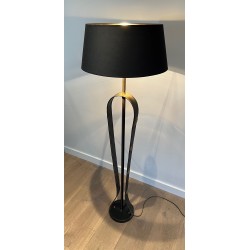 Lampadaire en Cuir Noir Piqué Sellier et | Maison Barrois
