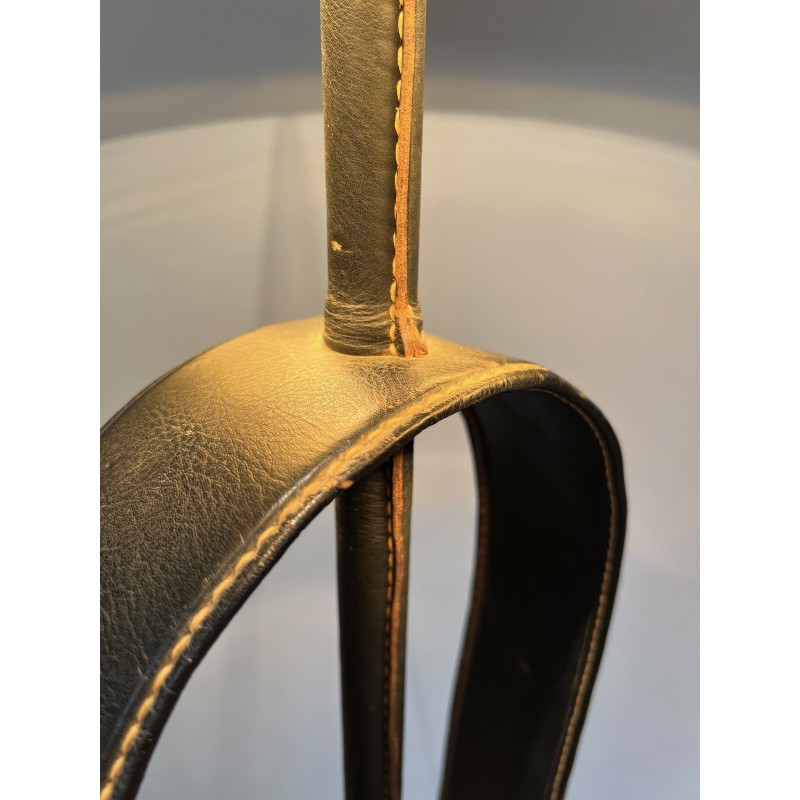 Lampadaire en Cuir Noir Piqué Sellier et | Maison Barrois