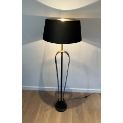 Lampadaire en Cuir Noir Piqué Sellier et | Maison Barrois