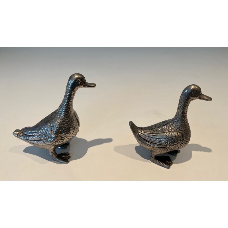 Canards Décoratifs en Métal Argenté | Maison Barrois