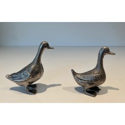Canards Décoratifs en Métal Argenté | Maison Barrois