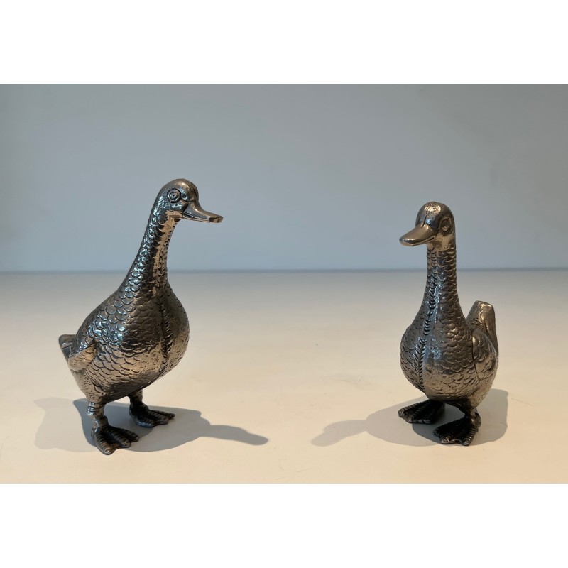 Canards Décoratifs en Métal Argenté | Maison Barrois