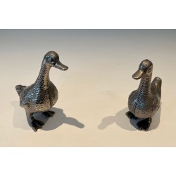 Canards Décoratifs en Métal Argenté | Maison Barrois
