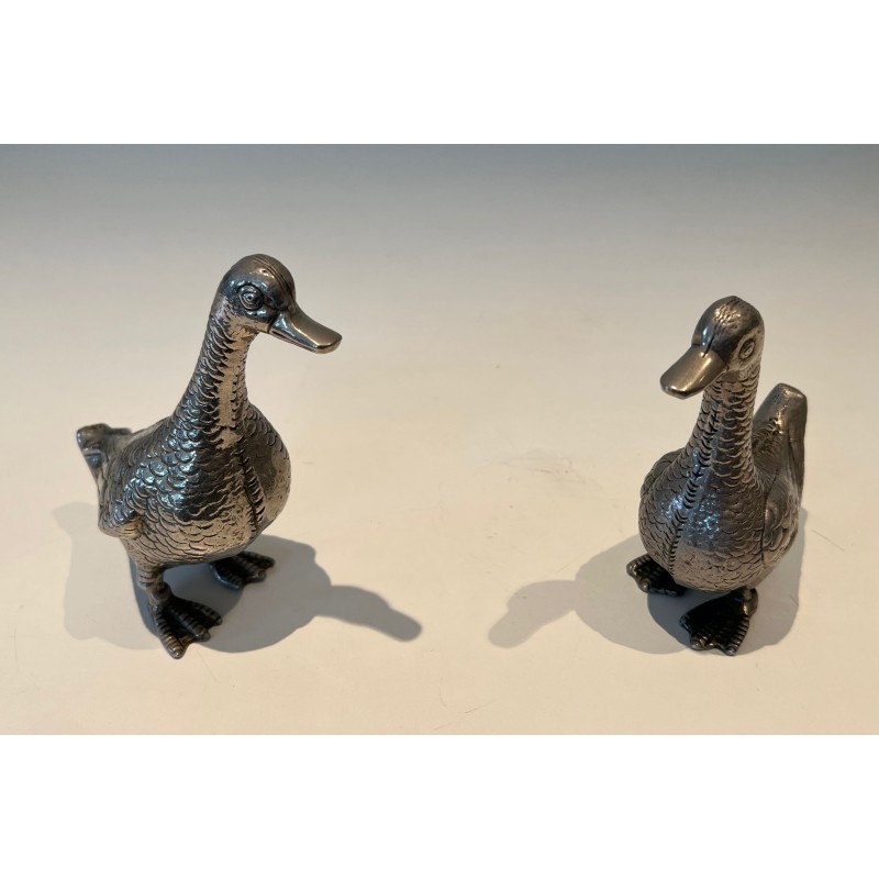 Decorative Ducks in Silvered Metal | Maison Barrois