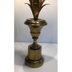 Lampe Palmier en Laiton, Style Néoclassique, dans le Goût de Maison Charles, vers 1970