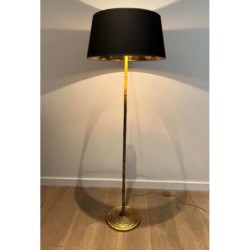 Lampadaire Faux Bambou en Bronze Doré | Maison Barrois