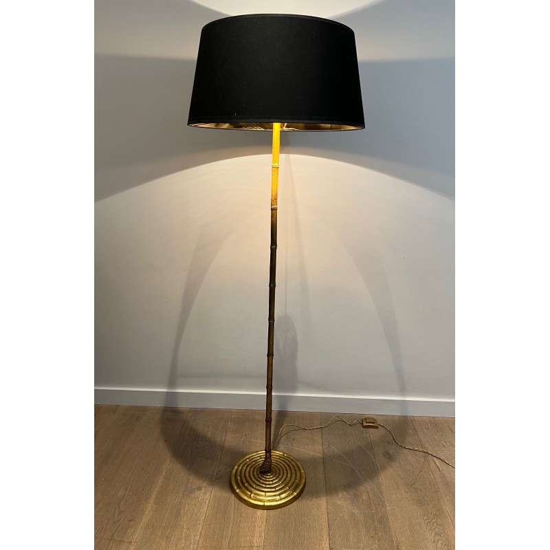 Lampadaire Faux Bambou en Bronze Doré | Maison Barrois