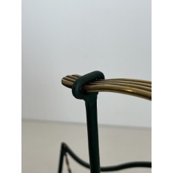 Magazine Rack in Green Lacquered Metal and Twisted Gilt Wi | Maison Barrois
