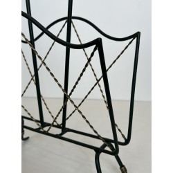 Porte-Revues en Métal Laqué Vert et Fil Doré Torsadé à Ans | Maison Barrois