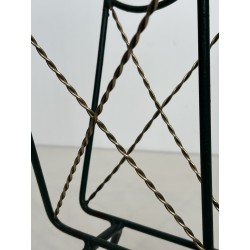 Magazine Rack in Green Lacquered Metal and Twisted Gilt Wi | Maison Barrois