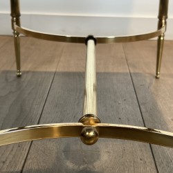 Table Basse Rectangulaire en Laiton à Galerie Perlée et Pl | Maison Barrois