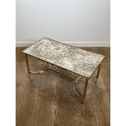Rectangular Coffee Table in Brass with Beaded Gallery and | Maison Barrois