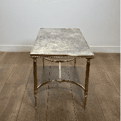 Rectangular Coffee Table in Brass with Beaded Gallery and | Maison Barrois