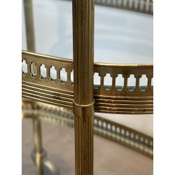 Pair of Oval Brass Bar Carts with Three Tiers and Openwork | Maison Barrois