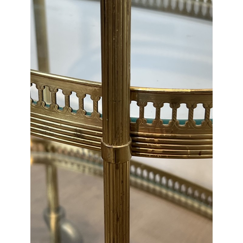 Pair of Oval Brass Bar Carts with Three Tiers and Openwork | Maison Barrois