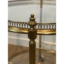 Table Roulante Ronde en Laiton à Galerie Ajourée, Plateau | Maison Barrois