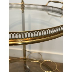 Table Roulante Ronde en Laiton à Galerie Ajourée, Plateau | Maison Barrois