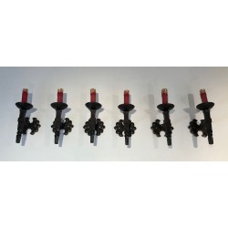 Suite de Six Appliques en Fer Forgé en Forme de Torche à F | Maison Barrois
