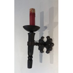 Suite de Six Appliques en Fer Forgé en Forme de Torche à F | Maison Barrois