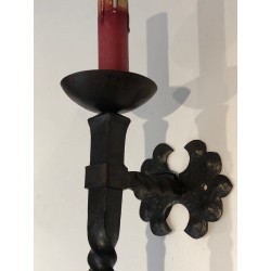 Suite de Six Appliques en Fer Forgé en Forme de Torche à F | Maison Barrois