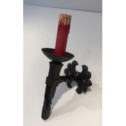 Suite de Six Appliques en Fer Forgé en Forme de Torche à F | Maison Barrois