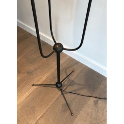 Lampadaire Tripode en Fer Forgé à Trois Lumières Étagées, | Maison Barrois