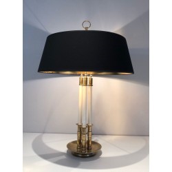 Paire de Lampes en Laiton et Laque Blanche, Style Néoclassique, Travail Français, vers 1940
