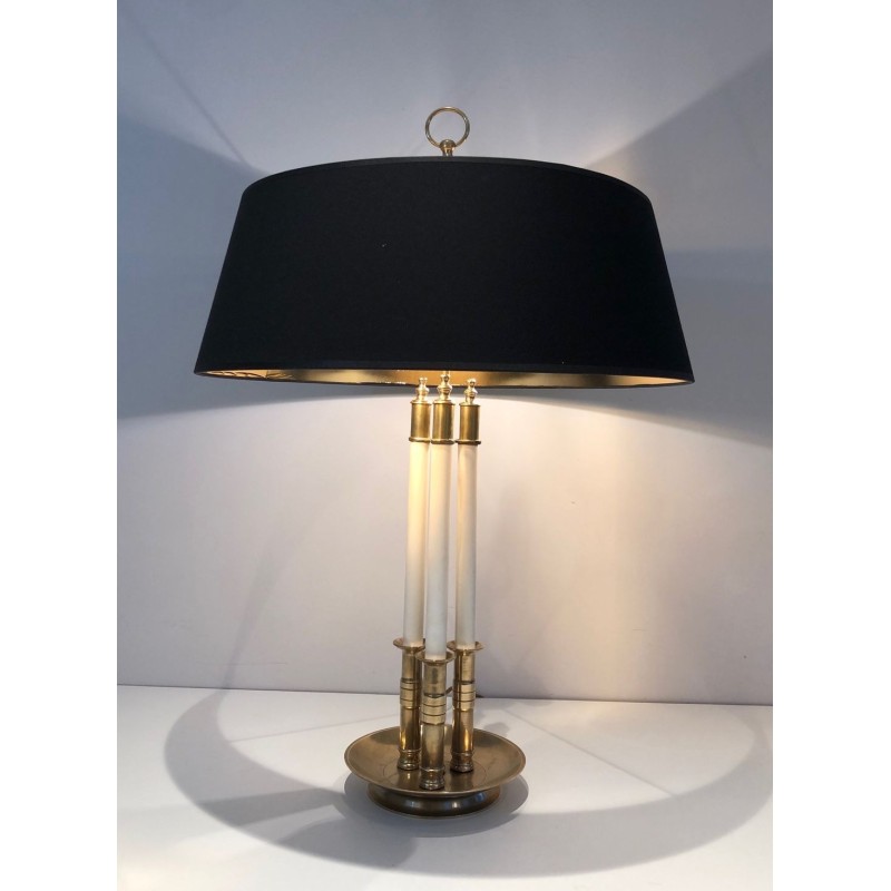 Paire de Lampes en Laiton et Laque Blanche, Style Néoclassique, Travail Français, vers 1940
