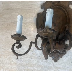 Paire d'Appliques en Fer Forgé à Trois Bras et Platine en | Maison Barrois