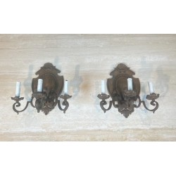 Paire d'Appliques en Fer Forgé à Trois Bras et Platine en | Maison Barrois