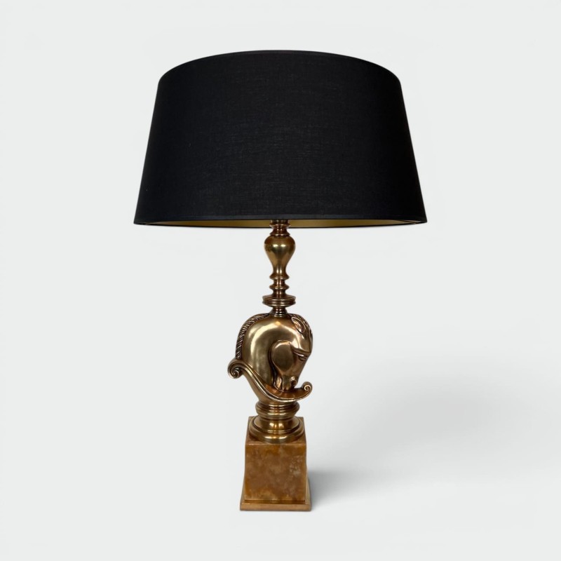 Lampe Tête de Cheval en Bronze, Socle en Onyx, Maison Char | Maison Barrois