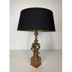 Bronze Horse Head Lamp, Onyx Base, Maison Charles, Circa 1 | Maison Barrois